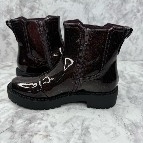 NWOT TOMS Bennet Purple Glitter Chelsea Ankle Boots Big Girls Sz 1 - Picture 6 of 15